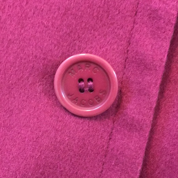 Marc Jacobs Sz 4 jacket raspberry magenta wool button snaps striped sleeves - Picture 5 of 14